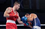 28 August 2017; Joe Ward, left, of Ireland exchanges punches with Iago Kiziria of Georgia during their light heavyweight bout at the AIBA World Boxing Championships in Hamburg, Germany. Photo by AIBA via Sportsfile