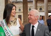 28 May 2012; The Republic of Ireland manager Giovanni Trapattoni with Miss Italia Stefania Bivoni, from Calabria, Italy, in attendance at a civic reception for the Republic of Ireland squad at the Stabilimento Tettuccio, Montecatini, Italy. Picture credit: David Maher / SPORTSFILE