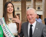 28 May 2012; The Republic of Ireland manager Giovanni Trapattoni with Miss Italia Stefania Bivoni, from Calabria, Italy, in attendance at a civic reception for the Republic of Ireland squad at the Stabilimento Tettuccio, Montecatini, Italy. Picture credit: David Maher / SPORTSFILE