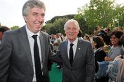 28 May 2012; The Republic of Ireland manager Giovanni Trapattoni, right, with John Delaney, Chief Executive of the FAI, arrive for a civic reception for the Republic of Ireland squad at the Stabilimento Tettuccio, Montecatini, Italy. Picture credit: David Maher / SPORTSFILE