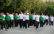 28 May 2012; The Republic of Ireland squad and backroom staff, including squad members David Forde and Paul Green, centre, arrive for a civic reception for the squad at the Stabilimento Tettuccio, Montecatini, Italy. Picture credit: David Maher / SPORTSFILE