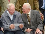 29 May 2012; Des Ferguson, left, and Norman Allen in attendance at a Lucozade Sport / ASJI event to celebrate the victory of the Dublin Football team in the National League Final in 1953. The Croke Park Hotel, Jones's Road, Dublin. Picture credit: Ray McManus / SPORTSFILE