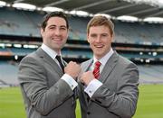 29 May 2012; Bryan Sheehan, Kerry, and Eoin Cadogan, Cork, right, in attendance at the launch by TJH Jewellery of their exclusive ‘Love Your County’ GAA jewellery collection. Croke Park, Dublin. Picture credit: Ray McManus / SPORTSFILE