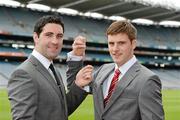 29 May 2012; Bryan Sheehan, Kerry, and Eoin Cadogan, Cork, right, in attendance at the launch by TJH Jewellery of their exclusive ‘Love Your County’ GAA jewellery collection. Croke Park, Dublin. Picture credit: Ray McManus / SPORTSFILE