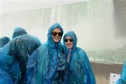 29 May 2012; Members of the 2010 and 2011 TG4/O'Neills Ladies Football All Star teams, Rachel Ruddy, left, and Sinead Aherne, both from Dublin, on a visit to the Niagara Falls on the final day of the tour. 2012 TG4/O'Neills Ladies All-Star Tour, Niagara, Canada. Picture credit: Brendan Moran / SPORTSFILE