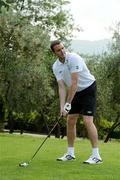 30 May 2012; Republic of Ireland's John O'Shea prepares to tee off from the 1st hole during a round of golf with members of the Republic of Ireland squad. Republic of Ireland EURO2012 Training Camp, Montecatini Golf Club, Montecatini, Italy. Picture credit: David Maher / SPORTSFILE