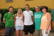 30 May 2012; Ford prizewinners Kevin Redmond, left, from Baltinglass, Co. Wicklow, with his sister Linda, father Christy and mother Sarah alongside the Republic of Ireland's Glenn Whelan. Ford Prizewinners Meet the Irish Team, Montecatini, Italy. Picture credit: David Maher / SPORTSFILE