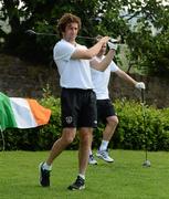 30 May 2012; Republic of Ireland's Stephen Hunt and Glenn Whelan on the 1st tee box during a round of golf with members of the Republic of Ireland squad. Republic of Ireland EURO2012 Training Camp, Montecatini Golf Club, Montecatini, Italy. Picture credit: David Maher / SPORTSFILE
