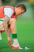 29 May 2012; James McClean, Republic of Ireland, ties up his boobs during the warm up before the game. International Friendly, Tuscan Selection v Republic of Ireland, Stadio Melani, Pistoia, Italy. Picture credit: David Maher / SPORTSFILE