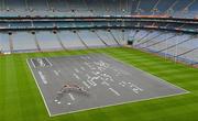 30 May 2012; Etihad Airways, sponsors of the GAA Hurling All-Ireland Senior Championship and the Etihad Skyline, hosted a special Poc Fada competition at Croke Park. The Abu Dhabi-based airline invited 14 hurlers, from the 14 championship counties, to take part in the Poc Fada. Each player was tasked with aiming the sliotar at destinations on a giant map of the Etihad network that was rolled out across the Croke Park pitch. Local charities, nominated beforehand by each player, then received a pair of return tickets to the destination that the sliotar landed on. pictured are players, from left to right, Johnny McCaffrey, Dublin, Brian Hogan, Kilkenny, Keith Rossiter, Wexford, Patrick Mullaney, Laois, Cyril Donnellon, Galway, Shane McNaughton, Antrim, Des Shaw, Carlow, William Egan, Cork, John O'Brien, Tipperary, Donal O'Grady, Limerick, John Conlon, Clare, Pauric Mahony, Waterford, Shane Dooley, Offaly and Westmeath’s John Shaw, in attendance at the event. Croke Park, Dublin. Picture credit: Ray McManus / SPORTSFILE