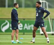 29 August 2017; Wes Hoolahan, left, and Cyrus Christie of Republic of Ireland during squad training at the FAI NTC in Abbotstown, Dublin. Photo by David Maher/Sportsfile