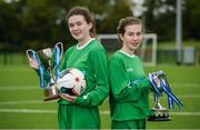 29 August 2017; Pictured at the launch of the Bank of Ireland Post Primary Competition are Mulroy College, Co. Donegal players Caoimhe Walsh and Siobhan Sweeney, at FAI Headquarters Abbotstown, Co Dublin. Photo by Cody Glenn/Sportsfile