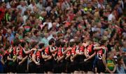 26 August 2017; The Mayo players stand for the National Anthem before the GAA Football All-Ireland Senior Championship Semi-Final Replay match between Kerry and Mayo at Croke Park in Dublin. Photo by Piaras Ó Mídheach/Sportsfile