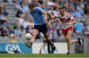 27 August 2017; Donal Ryan of Dublin in action against Oisín McWilliams of Derry during the Electric Ireland GAA Football All-Ireland Minor Championship Semi-Final match between Dublin and Derry at Croke Park in Dublin. Photo by Piaras Ó Mídheach/Sportsfile