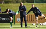 30 August 2017; Republic of Ireland manager Martin O’Neill, centre, with Jonathan Walters, left, and Shane Duffy, right, during squad training at the FAI NTC in Abbotstown, Dublin. Photo by Seb Daly/Sportsfile