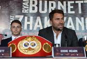 30 August 2017; Ryan Burnett and Eddie Hearn, promoter, during a press conference for the Ryan Burnett v Zhanat Zhakiyanov world bantamweight unification title fight, at the Europa Hotel in Belfast. Photo by Oliver McVeigh/Sportsfile