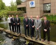 31 May 2012; Dublin footballers, from left, Eamon Fennell, Barry Cahill, Denis Bastick, Paul Casey, Louth footballer Darren Clarke, Liam Duggan, Zurich Sales and Distribution Manager, and Dessie Farrell, CEO Gaelic Players Association, in attendance at the announcement that a Sales Training Programme for players has been established by the GPA with the support of Zurich Ireland. Zurich Offices, Ballsbridge, Dublin. Picture credit: Oliver McVeigh / SPORTSFILE