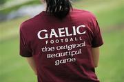 26 May 2012; A general view of a slogan on a GAA t-shirt at the game. 2012 TG4/O'Neills Ladies All-Star Tour Exhibition Game, 2010 All Stars v 2011 All Stars, Centennial Park, Toronto, Canada. Picture credit: Brendan Moran / SPORTSFILE
