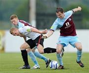 1 June 2012; Paul Crowley, right, and Eric Foley, Drogheda United, in action against John Mountney, Dundalk. Airtricity League Premier Division, Dundalk v Drogheda United, Oriel Park, Dundalk, Co. Louth. Photo by Sportsfile