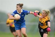 2 June 2012; Louise Galvin, Munster, in action against Ciara McAnespie, Ulster. 2012 MMI Group Ladies Football Interprovincial Tournament Cup Final, Munster v Ulster, Kinnegad, Co. Westmeath. Picture credit: Brendan Moran / SPORTSFILE