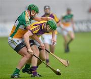 2 June 2012; Matthew O'Hanlon, Wexford, in action against Joe Bergin, Offaly. Leinster GAA Hurling Senior Championship Quarter-Final, Offaly v Wexford, O'Connor Park, Tullamore, Co. Offaly. Picture credit: Ray McManus / SPORTSFILE