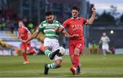 1 September 2017; Roberto Lopes of Shamrock Rovers in action against Jimmy Keohane of Cork City during the SSE Airtricity League Premier Division match between Shamrock Rovers and Cork City at Tallaght Stadium in Tallaght, Dublin. Photo by Stephen McCarthy/Sportsfile