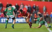 1 September 2017; Rhys Marshall of Munster is tackled by Dean Budd of Benetton during the Guinness PRO14 Round 1 match between Munster and Benetton at Irish Independent Park in Cork. Photo by Eóin Noonan/Sportsfile