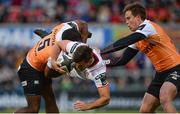 1 September 2017; Louis Ludik of Ulster is tackled by Sergeal Petersen of Cheetahs during the Guinness PRO14 Round 1 match between Ulster and Cheetahs at Kingspan Stadium in Belfast. Photo by Oliver McVeigh/Sportsfile