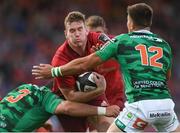 1 September 2017; Chris Farrell of Munster is tackled by Simone Ferrari, left and Tommaso Benvenuti of Benetton during the Guinness PRO14 Round 1 match between Munster and Benetton at Irish Independent Park in Cork. Photo by Eóin Noonan/Sportsfile