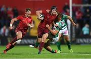 1 September 2017; Tyler Bleyendaal of Munster is tackled by Alberto Sgarbi of Benetton during the Guinness PRO14 Round 1 match between Munster and Benetton at Irish Independent Park in Cork. Photo by Eóin Noonan/Sportsfile