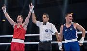 1 September 2017; Joe Ward of Ireland celebrates his victory over Bektemir Melikuziev of Uzbekistan in their semi-final bout at the AIBA World Boxing Championships in Hamburg, Germany. Photo by AIBA via Sportsfile