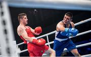 1 September 2017; Joe Ward, left, of Ireland in action against Bektemir Melikuziev of Uzbekistan during their semi-final bout at the AIBA World Boxing Championships in Hamburg, Germany. Photo by AIBA via Sportsfile