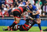 2 September 2017; Rory O'Loughlin of Leinster is tackled by Brok Harris, left, and James Benjamin of Dragons during the Guinness PRO14 Round 1 match between Dragons and Leinster at Rodney Parade in Newport, Wales. Photo by Ramsey Cardy/Sportsfile