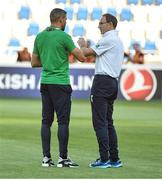 2 September 2017; Martin O'Neill, manager of Republic of Ireland with Jonathan Walters before the FIFA World Cup Qualifier Group D match between Georgia and Republic of Ireland at Boris Paichadze Dinamo Arena in Tbilisi, Georgia. Photo by David Maher/Sportsfile