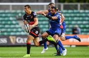 2 September 2017; Zane Kirchner of Dragons in action against Isa Nacewa of Leinster during the Guinness PRO14 Round 1 match between Dragons and Leinster at Rodney Parade in Newport, Wales. Photo by Ramsey Cardy/Sportsfile