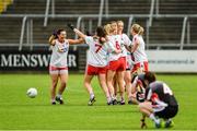 2 September 2017;  Tyrone players, including Caoileann Conway, far left, celebrate at the final whistle following the TG4 Ladies Football All-Ireland Intermediate Championship Semi-Final match between Sligo and Tyrone at Kingspan Breffni in Cavan. Photo by Sam Barnes/Sportsfile