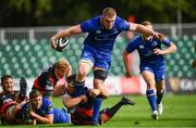 2 September 2017; Dan Leavy of Leinster is tackled by James Benjamin of Dragons during the Guinness PRO14 Round 1 match between Dragons and Leinster at Rodney Parade in Newport, Wales. Photo by Ramsey Cardy/Sportsfile