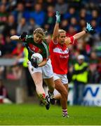 2 September 2017; Cora Staunton of Mayo in action against Bríd Stack of Cork during the TG4 Ladies Football All-Ireland Senior Championship Semi-Final match between Cork and Mayo at Kingspan Breffni in Cavan. Photo by Sam Barnes/Sportsfile
