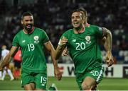 2 September 2017; Shane Duffy of Republic of Ireland celebrates after scoring his side's goal with teammate Jonathan Walters during the FIFA World Cup Qualifier Group D match between Georgia and Republic of Ireland at Boris Paichadze Dinamo Arena in Tbilisi, Georgia. Photo by David Maher/Sportsfile