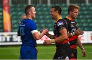 2 September 2017; Rory O'Loughlin of Leinster and Zane Kirchner of Dragons following the Guinness PRO14 Round 1 match between Dragons and Leinster at Rodney Parade in Newport, Wales. Photo by Ramsey Cardy/Sportsfile