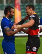 2 September 2017; Isa Nacewa of Leinster and Zane Kirchner of Dragons following the Guinness PRO14 Round 1 match between Dragons and Leinster at Rodney Parade in Newport, Wales. Photo by Ramsey Cardy/Sportsfile