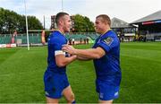 2 September 2017; Leinster's Rory O'Loughlin, left, and Seán Cronin following the Guinness PRO14 Round 1 match between Dragons and Leinster at Rodney Parade in Newport, Wales. Photo by Ramsey Cardy/Sportsfile