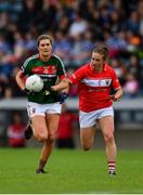 2 September 2017; Grace Kelly of Mayo in action against Aishling Hutchings of Cork during the TG4 Ladies Football All-Ireland Senior Championship Semi-Final match between Cork and Mayo at Kingspan Breffni in Cavan. Photo by Sam Barnes/Sportsfile