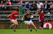 2 September 2017; Cora Staunton of Mayo in action against Aishling Hutchings of Cork during the TG4 Ladies Football All-Ireland Senior Championship Semi-Final match between Cork and Mayo at Kingspan Breffni in Cavan. Photo by Sam Barnes/Sportsfile