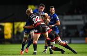 2 September 2017; James Ryan of Leinster is tackled by Angus O'Brien, left, and James Benjamin of Dragons during the Guinness PRO14 Round 1 match between Dragons and Leinster at Rodney Parade in Newport, Wales. Photo by Ramsey Cardy/Sportsfile