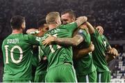 2 September 2017; Shane Duffy, right of Republic of Ireland celebrates after scoring his side's first goal with teammate James McClean during the FIFA World Cup Qualifier Group D match between Georgia and Republic of Ireland at Boris Paichadze Dinamo Arena in Tbilisi, Georgia. Photo by David Maher/Sportsfile