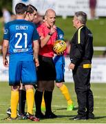 2 September 2017; Bray manager Harry Kenny speaks with referee Arnold Hunter after the Irn Bru Scottish Challenge Cup match between Elgin City and Bray Wanderers at Borough Briggs in Elgin, Scotland. Photo by Craig Williamson/Sportsfile