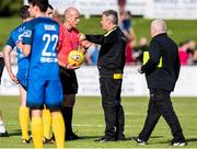 2 September 2017; Bray manager Harry Kenny speaks with referee Arnold Hunter after the Irn Bru Scottish Challenge Cup match between Elgin City and Bray Wanderers at Borough Briggs in Elgin, Scotland. Photo by Craig Williamson/Sportsfile