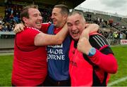 2 September 2017; Mayo manager Frank Browne, right, celebrates with his backroom team at the final whistle following the TG4 Ladies Football All-Ireland Senior Championship Semi-Final match between Cork and Mayo at Kingspan Breffni in Cavan. Photo by Sam Barnes/Sportsfile