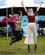 2 September 2017; Jennifer Kane, left, and Aoife Kervick, from Ballina, Co Mayo, outside Electric Ireland's Throwback Stage at Electric Picnic, during some 90s nostalgia fun. Electric Ireland, the official energy partner of Electric Picnic, will screen some rad old school movies with family friendly activities and the best poptastic throwback tunes throughout the weekend. Check out festival highlights at facebook.com/ElectricIreland #ThrowbackStage. Photo by Cody Glenn/Sportsfile